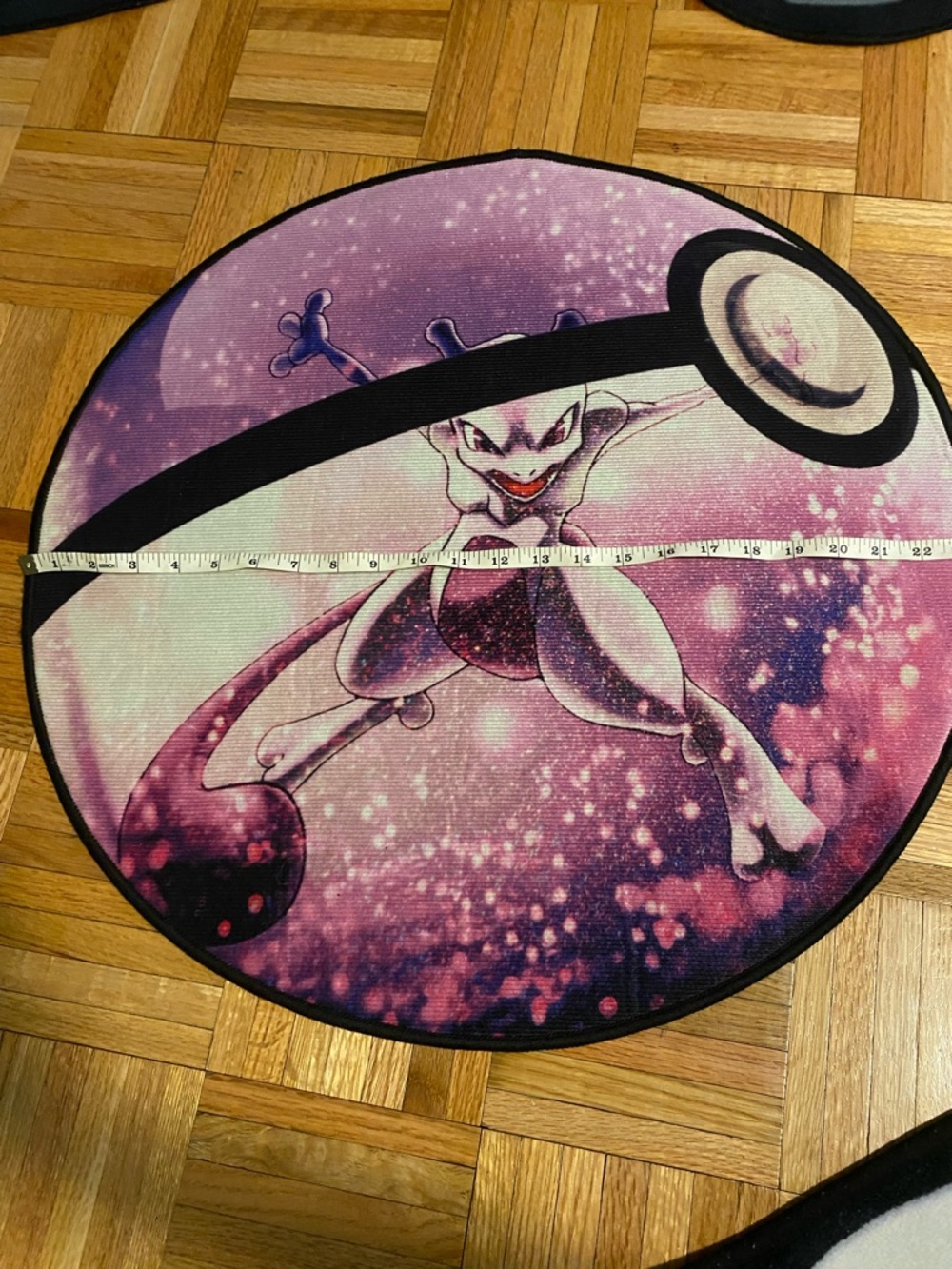 Mewtwo Pokeball Round Gaming Mat - Purple Galaxy